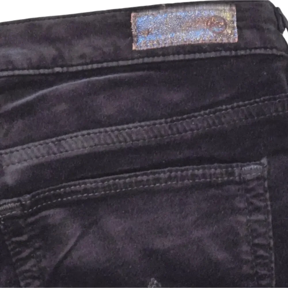 Ag Adriano Goldschmied Black‎ Velvet Stretch Super Skinny Leggings Cropped Pants